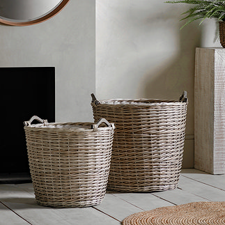 Owen Set of 2 Jumbo Wicker storage baskets