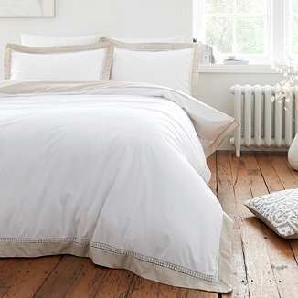 Oxford Lace 200TC Duvet Cover Set - White & Natural main image