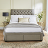 Oxford Linen Buttoned Bed with Drawers - Grey carousel image