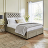 Oxford Linen Buttoned Bed with Drawers - Grey main image