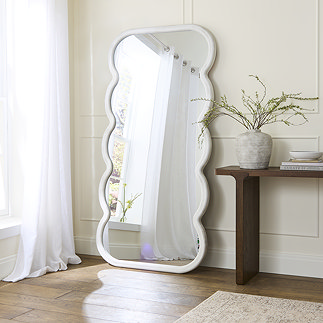 Palermo Wooden Curved Floor Mirror - White main image