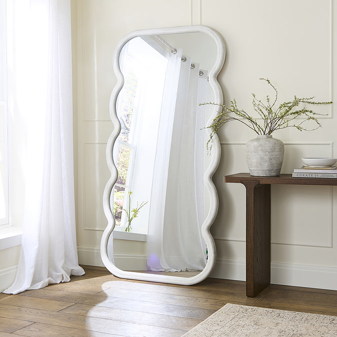 Palermo Wooden Curved Floor Mirror - White main image