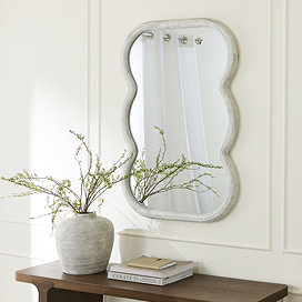 Palermo Wooden Curved Wall Mirror - White main image