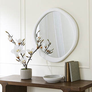 Palermo Wooden Pebble Wall Mirror - White main image
