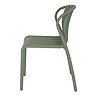 side on image of french grey plastic dining chair with curved back