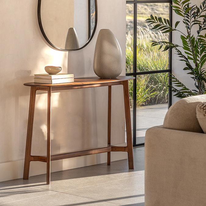 paris walnut console table image