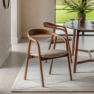 paris walnut upholstered dining chairs image