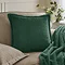Pascoe Faux Fur Cushion Emerald on Cream Chair