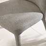 close up image of grey chenille dining chair seat, focus on texture and colour