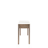 side on image cut out on white background of mango wood side table topped with marble