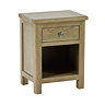 image cut out on white background of 1 drawer oak bedside table