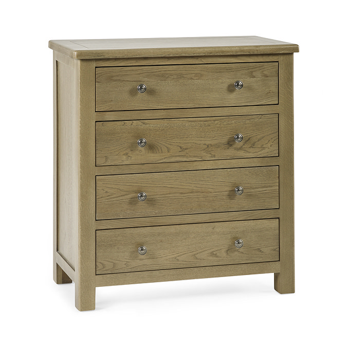 image cut out on white background of solid oak 4 drawer chest