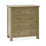 image cut out on white background of solid oak 4 drawer chest