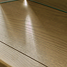 close up on woodgrain of solid oak dressing table