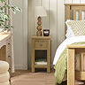image of slim bedside table with small drawer and undershelf compartment