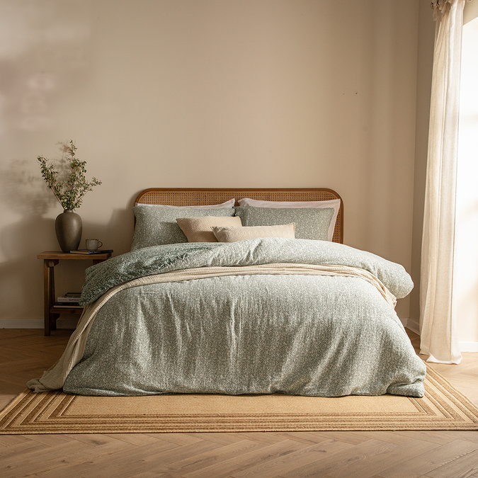 Perrie Leaf Duvet Cover Set Forest Green