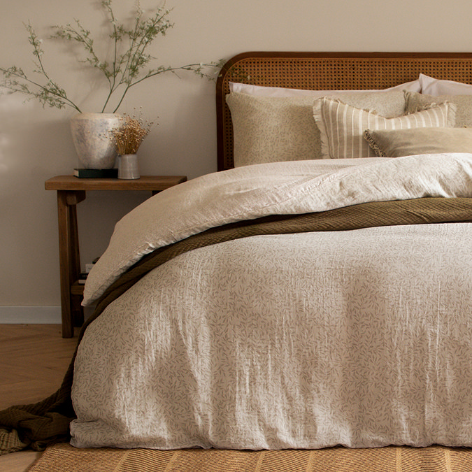Perrie Leaf Natural duvet cover set