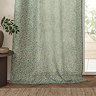 Perrie Leaf Sheer Curtain Panel in forest green on a window close up image
