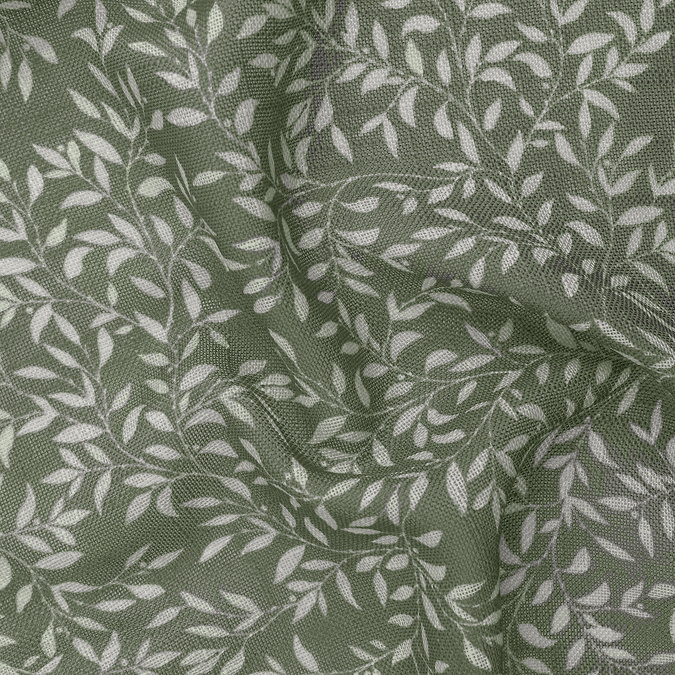 Perrie Leaf Sheer Curtain Panel in forest green close up texture image