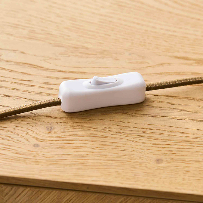 close up image of inline switch of table lamp