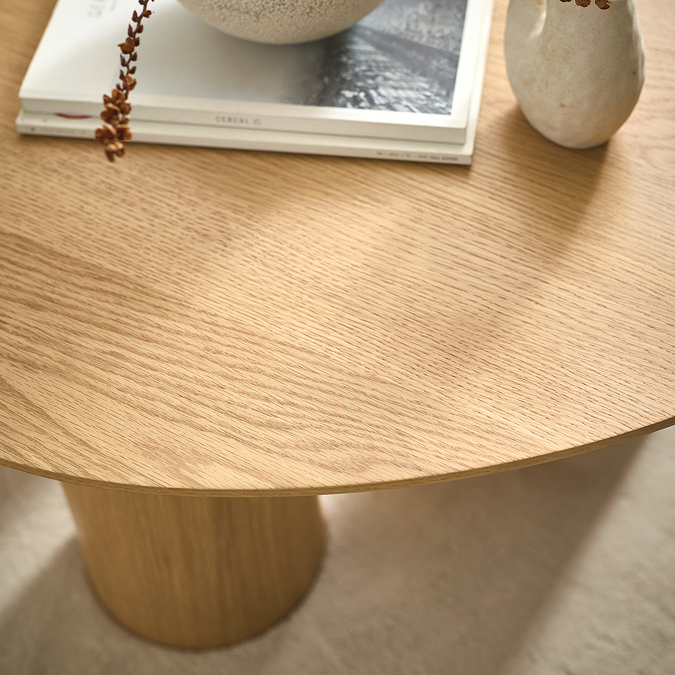 close up image of smooth oak effect coffee table top