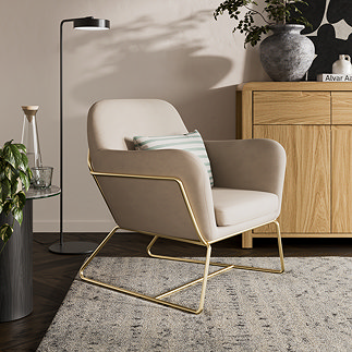 Pimlico Velvet Accent Chair - Beige main image