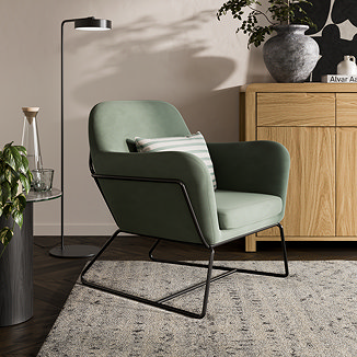 Pimlico Velvet Accent Chair - Sage Green main image