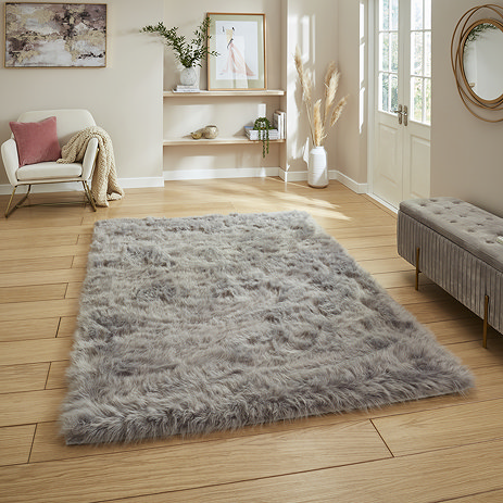 Polar Plush rug in grey on floor image 1