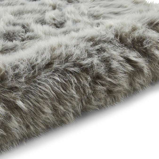 Polar plush light grey rug close up image 9