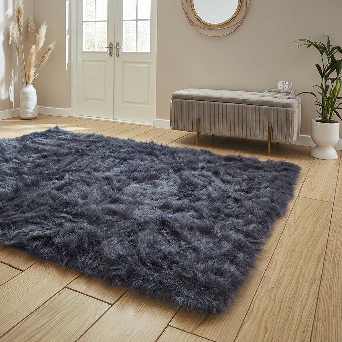 Polar plush navy rug on floor image