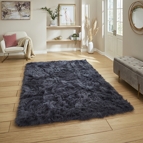 Polar plush navy rug on floor image 1