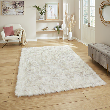 polar plush white and grey rug on floor image 2