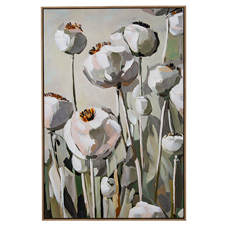Poppy Heads Hand Painted Canvas in Frame