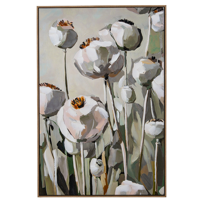 Poppy Heads Hand Painted Canvas in Frame