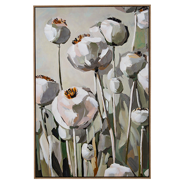 Poppy Heads Hand Painted Canvas in Frame