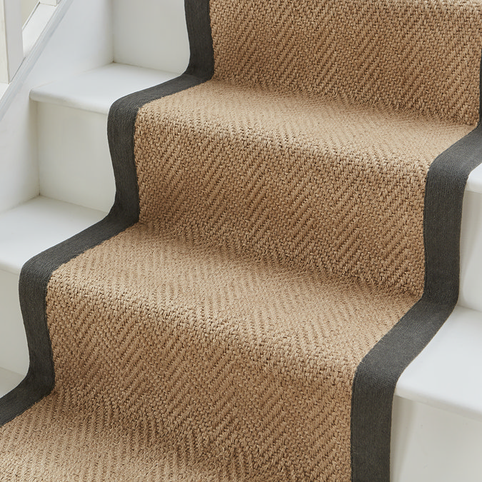 Portland Jute Border Charcoal Stair Runner image 2