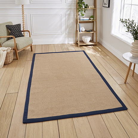 Portland Navy rug on floor image 1