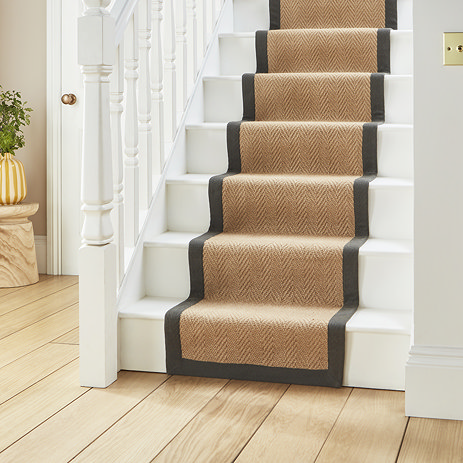 Portland Jute Border Charcoal Stair Runner image 1