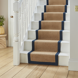 Portland Jute Border Navy Stair Runner image 1