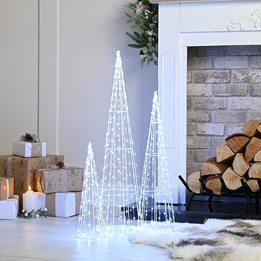 set of 3 metal trees white