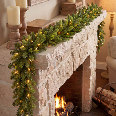 Pre lit birch christmas garland