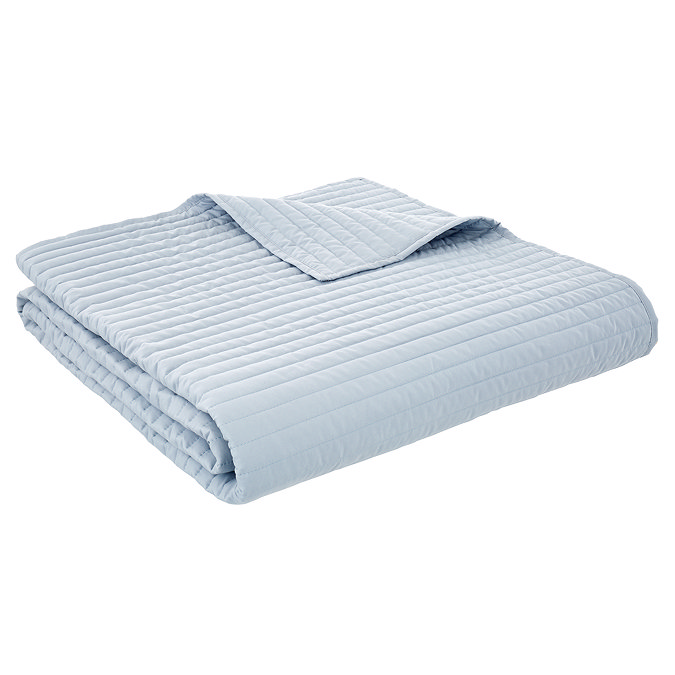 quilted lines bedspread blue 