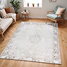 image of vintage light sage coloured rug with vintage pattern in the middle