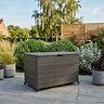 image of rattan weave storage box in charcoal colour in garden
