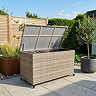 image of natural coloured rattan weave storage box with lid open