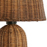 close up on middle of brown rattan lamp