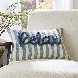 Relax Tufted Slogan Cushion - Blue main image
