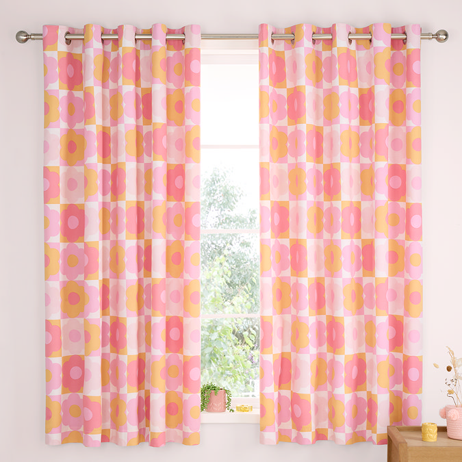 Retro daisy eyelet curtains image