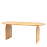 light oak veneer dining table with smooth round edges, image cut out on white background