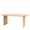 light oak veneer dining table with smooth round edges, image cut out on white background